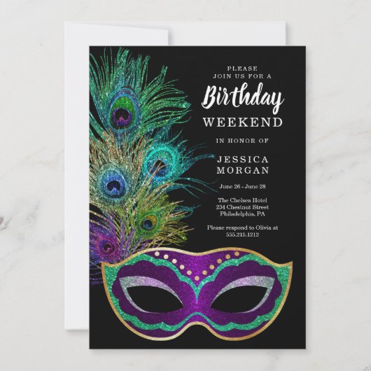 New Orleans Mardi Gras Verjaardag Uitnodigen Reiss Kaart (Voorkant)