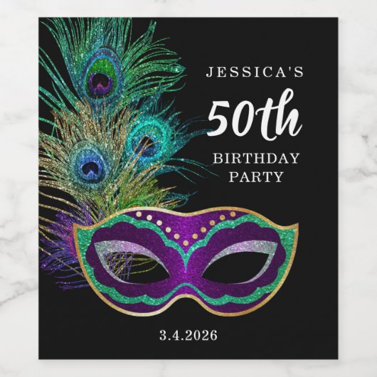 New Orleans Mardi Gras Verjaardagsfeest Wijnlabels Wijn Etiket (Enkel label)