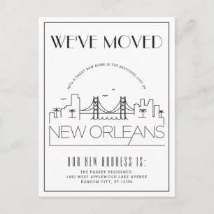 New Orleans Modern Deco Adres Gewijzigd Aankondigingskaart