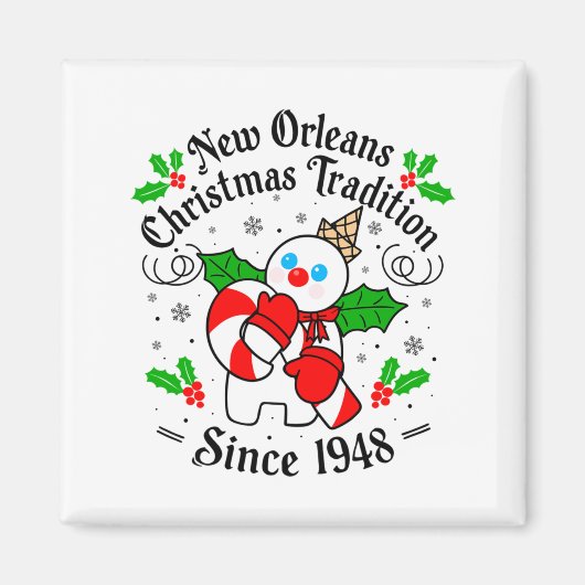 New Orleans Mr Bingle Christmas Tradition Snowman  Magneet (Voorkant)
