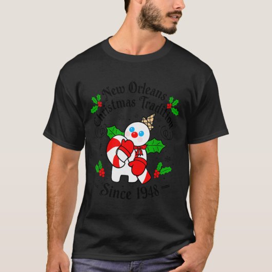 New Orleans Mr Bingle Christmas Tradition Snowman  T-shirt (Voorkant)