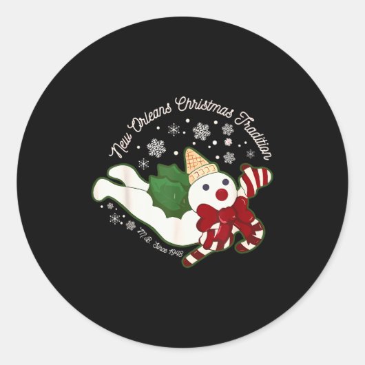 New Orleans Mr Bingle Christmas Tradition Snowmen  Ronde Sticker (Voorkant)