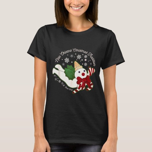 New Orleans Mr Bingle Christmas Tradition Snowmen  T-shirt (Voorkant)