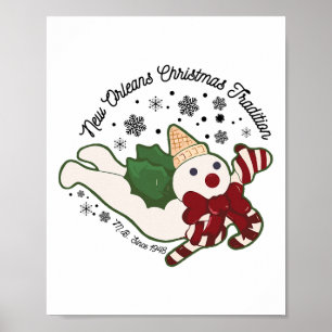 New Orleans Mr Bingle Kersttraditie Sneeuwmannen Poster
