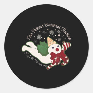 New Orleans Mr Bingle Kersttraditie Sneeuwmannen Ronde Sticker