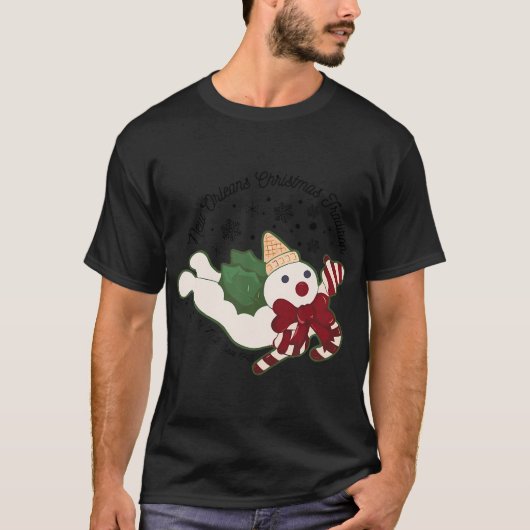 New Orleans Mr Bingle Kersttraditie Sneeuwmannen T-shirt (Voorkant)