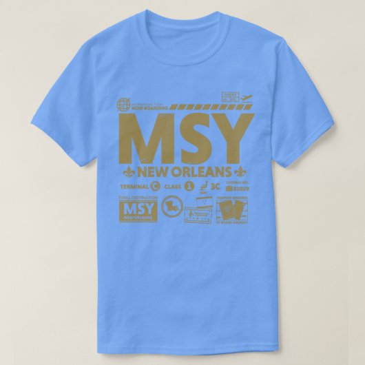New Orleans MSY luchthavencode Reisdag Re T-shirt (Design voorkant)
