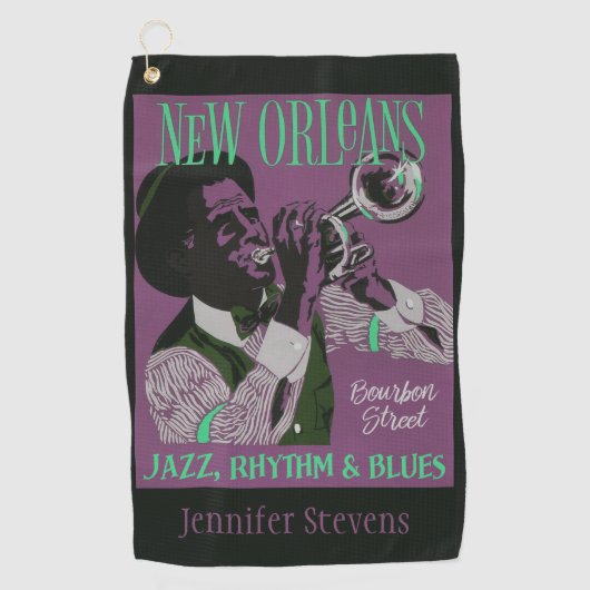 New Orleans Music custom text golf towel 2/3 Golfhanddoek (Voorkant)