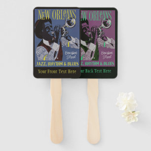 New Orleans Muziek aangepaste tekst hand fan set Handwaaier