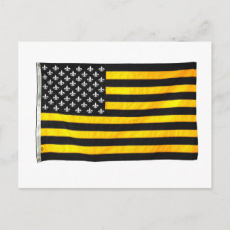 New Orleans NOLA Black en Gold American USA Vlag Briefkaart