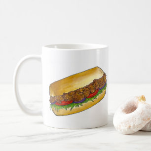 New Orleans NOLA Cajun Shrimp Po'Boy Sandwich Koffiemok