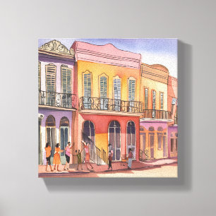 New Orleans   NOLA Louisiana Prachtige Waterverf Canvas Afdruk