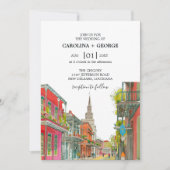 New Orleans Nola Louisiana - Waterverf bruiloft I Kaart (Voorkant)