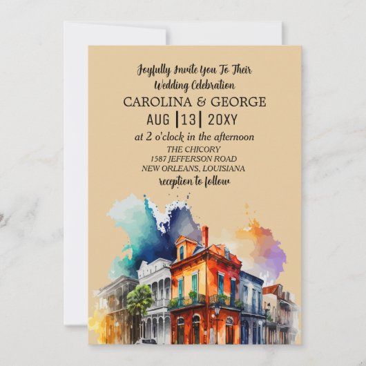 New Orleans nola Louisiana - Waterverf bruiloft in Kaart (Voorkant)