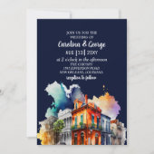 New Orleans Nola Louisiana - Waterverf bruiloft Kaart (Voorkant)