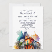 New Orleans Nola Louisiana Waterverf bruiloft Kaart (Voorkant)