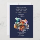 New Orleans Nola Louisiana - Waterverf bruiloft Kaart (Voorkant)