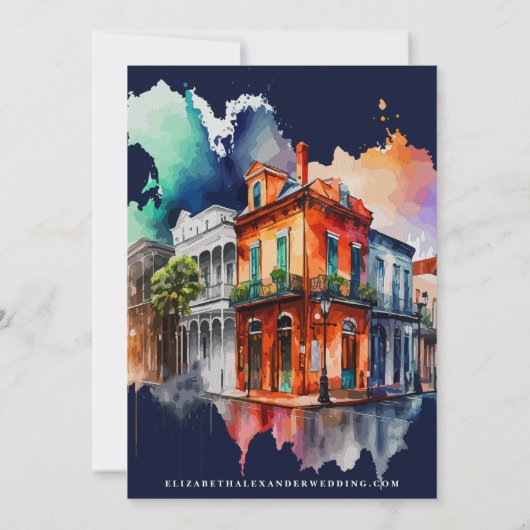 New Orleans Nola Louisiana - Waterverf bruiloft Kaart (Achterkant)
