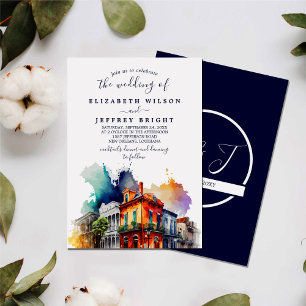 New Orleans Nola Louisiana Waterverf bruiloft Kaart