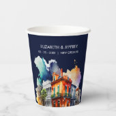 New Orleans Nola Louisiana - Waterverf bruiloft Papieren Bekers (Achterkant)