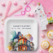 New Orleans Nola Louisiana - Waterverf bruiloft Papieren Bordje (Feest)