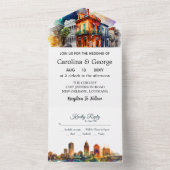 New Orleans Nola Louisiana - Waterverf RSVP All In One Uitnodiging (Binnen)