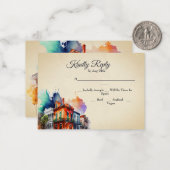 New Orleans Nola Louisiana - Waterverf RSVP Notitiekaartje (Voorkant / Achterkant in situ)