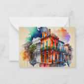 New Orleans Nola Louisiana - Waterverf RSVP Notitiekaartje (Achterkant)