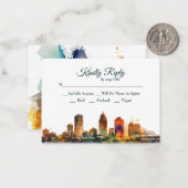 New Orleans Nola Louisiana - Waterverf RSVP Notitiekaartje (Voorkant / Achterkant in situ)