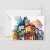 New Orleans Nola Louisiana - Waterverf RSVP Notitiekaartje (Achterkant)