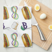 New Orleans NOLA Mardi Gras Beads Food Masker Theedoek (Quarter Fold)