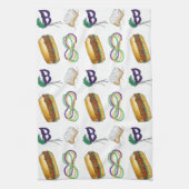 New Orleans NOLA Mardi Gras Beads Food Masker Theedoek (Verticaal)