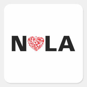 New Orleans Nola Strong Heart Vierkante Sticker