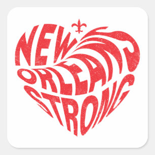 New Orleans Nola Strong Heart Vierkante Sticker