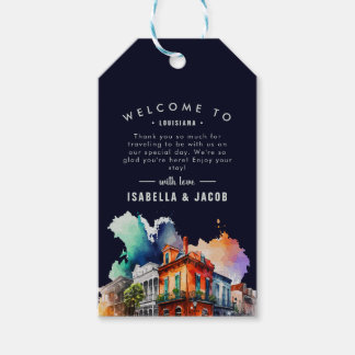 New Orleans Nola Waterverf bruiloft welkom Cadeaulabel