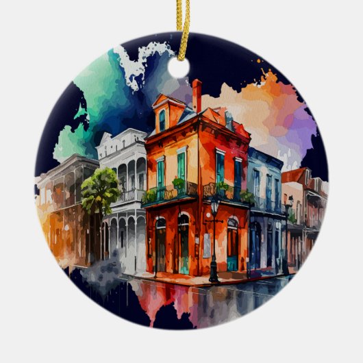 New Orleans Nola Waterverf bruiloft welkom Keramisch Ornament (Voorkant)