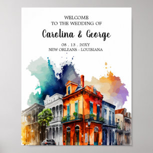 New Orleans Nola - Waterverf Wedding Welcome Poster