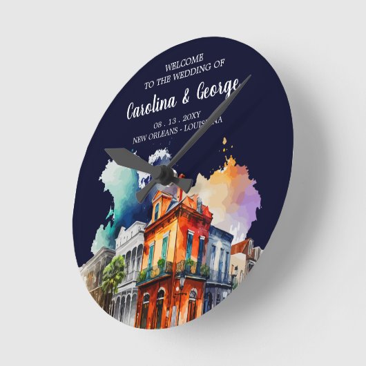 New Orleans Nola - Waterverf Wedding Welcome Ronde Klok (Hoek)