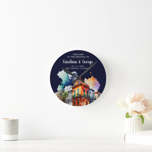 New Orleans Nola - Waterverf Wedding Welcome Ronde Klok (Huis)