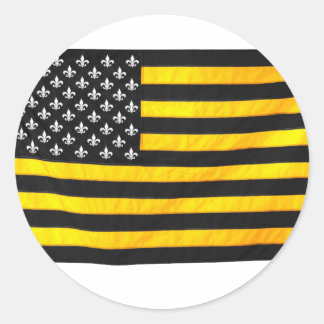 New Orleans NOLA Zwart en Goud Amerikaanse vlag Ronde Sticker