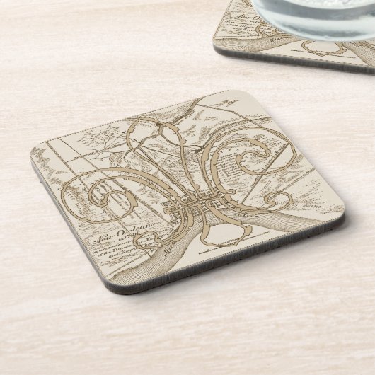 New Orleans Oude Kaart Onderzetters (Linkerzijde)