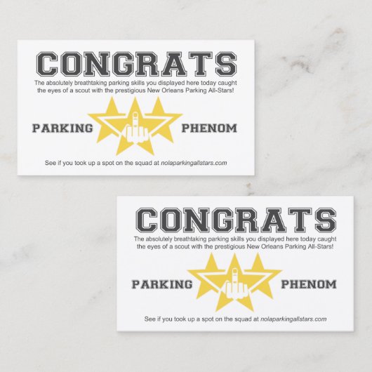 New Orleans Parking All-Stars Scouting Card Contactkaartje (Voorkant / Achterkant)