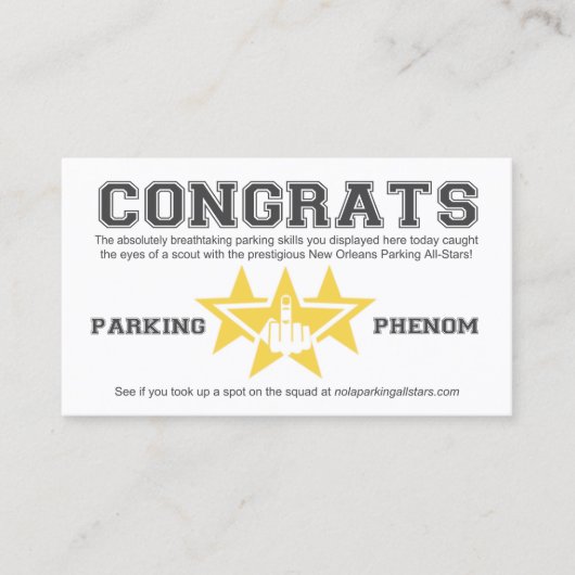 New Orleans Parking All-Stars Scouting Card Contactkaartje (Voorkant)