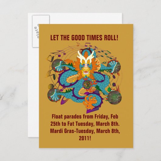 New Orleans Party Uitnodiging Briefkaart (Voorkant / Achterkant)