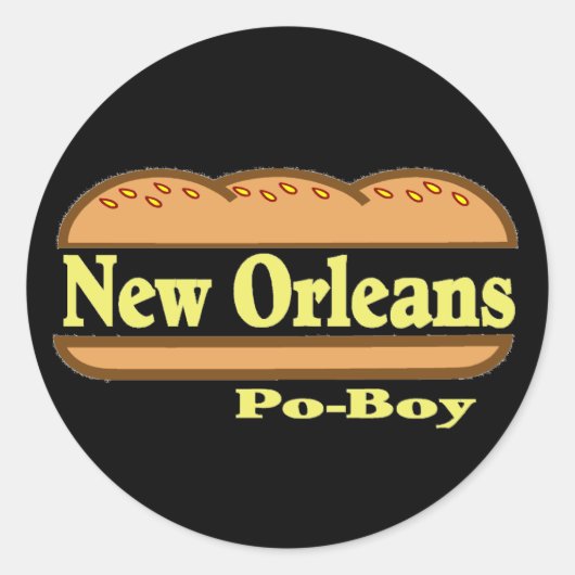 New Orleans Po Boy Ronde Sticker (Voorkant)