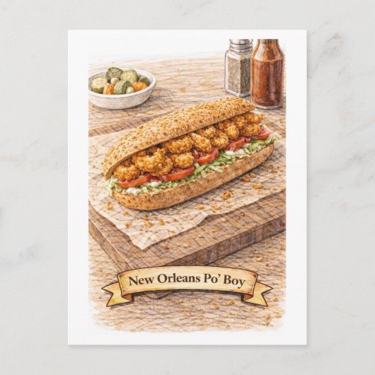 New Orleans Po'Boy (Amerikaanse Eetseries) Briefkaart (Voorkant)