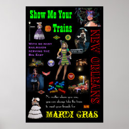 New Orleans Railways, Mardi Gras Travel Poster
