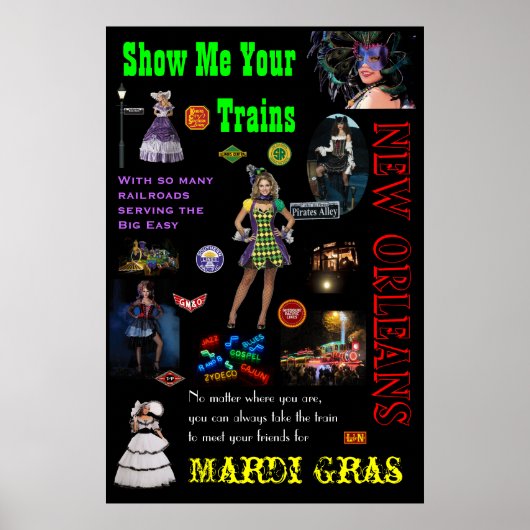 New Orleans Railways, Mardi Gras Travel Poster (Voorkant)