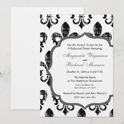 New Orleans Rehearsal Dinner Invitation Kaart (Voorkant / Achterkant)