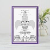 New Orleans Rehearsal Dinner Invite paarse Silver Kaart (Staand voorkant)